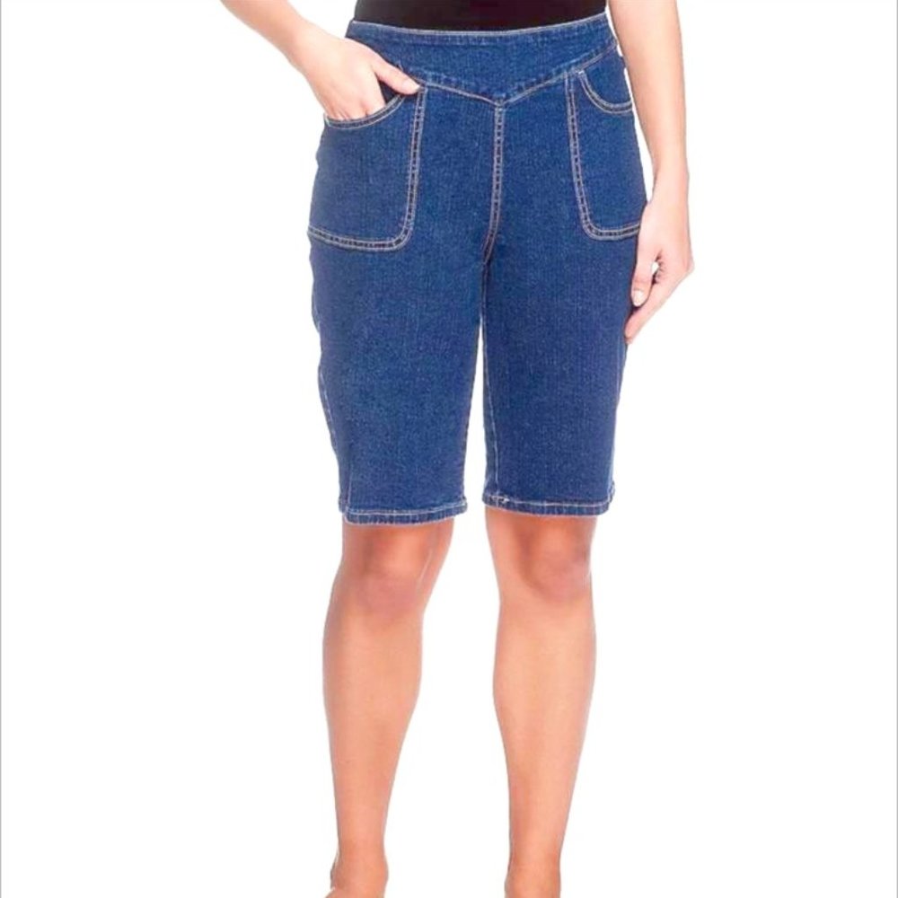 DENIM & CO. "HOW TIMELESS" BERMUDA DENIM SHORTS W/